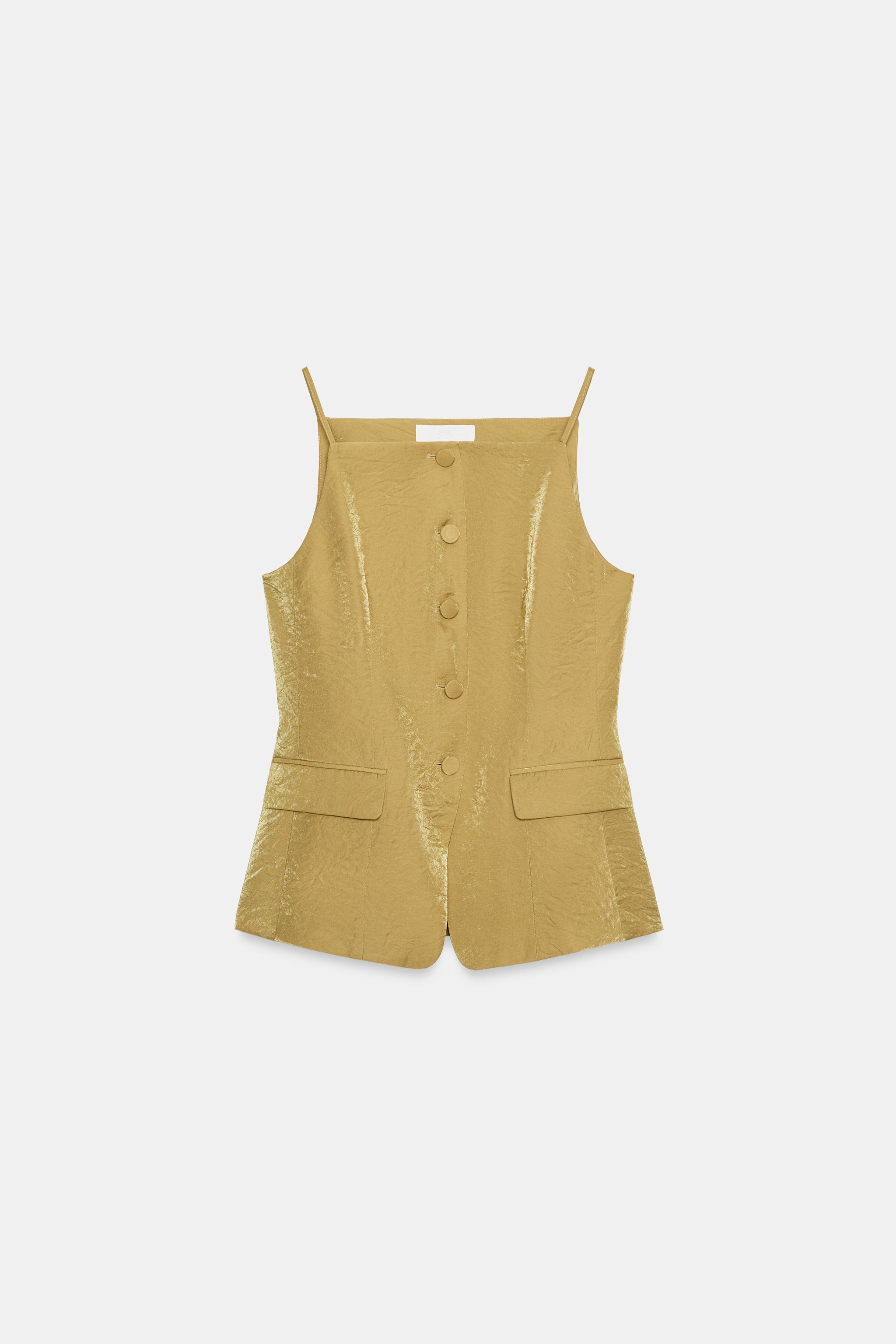 WRINKLED SATIN EFFECT VEST